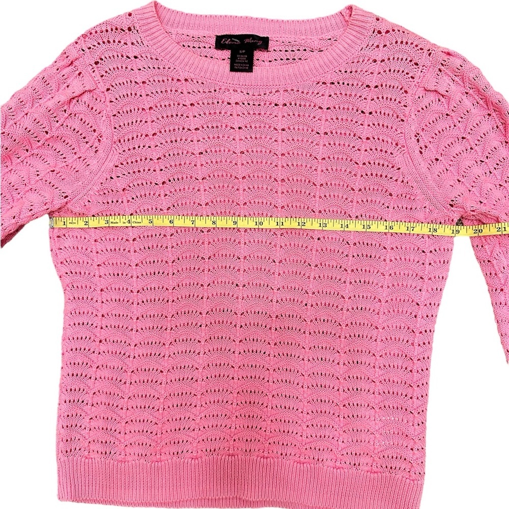 ELENA WANG Spring 2025 Collection Pink Knit Sweater All Season Size Sm $110 NWT - Picture 9 of 10